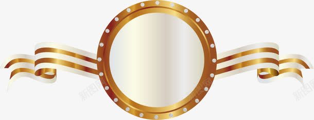 精美圆形标签png免抠素材_新图网 https://ixintu.com 免抠PNG 彩带 精致标签 金属 金边 飘带 高档产品 高档标签