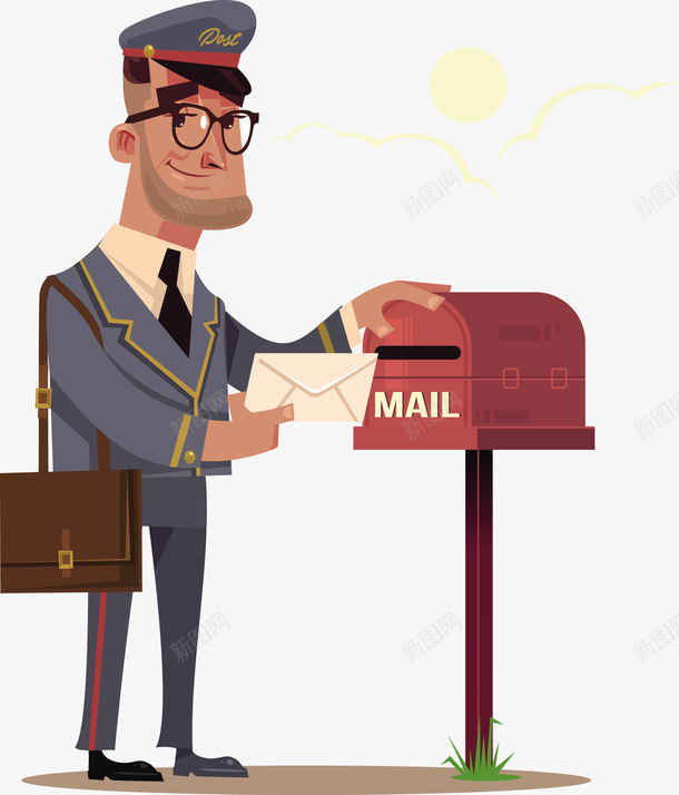 邮递员和信箱矢量图eps免抠素材_新图网 https://ixintu.com 信件 信件png 信件矢量图 信箱 邮递员 矢量图