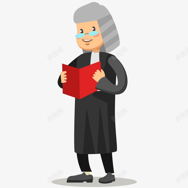 法官看裁决书插画矢量图ai免抠素材_新图网 https://ixintu.com 假发 免抠PNG 律师袍 最高法院 法官 法官看裁决书矢量插画 法庭 法庭卡通 矢量图 裁决