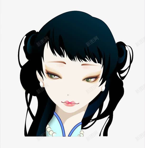 古风人物美女的发型插图png免抠素材_新图网 https://ixintu.com 卡通手绘 古代发型 古代妇女 古装 古风 女孩 忧郁的眼神