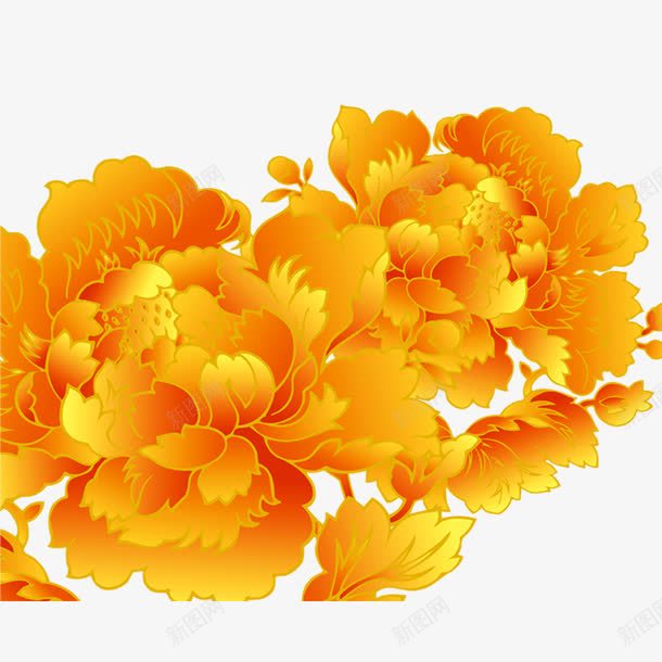 金色牡丹花png免抠素材_新图网 https://ixintu.com 牡丹 花朵 金黄色
