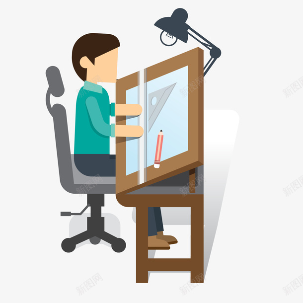 画图纸的工程师矢量图ai免抠素材_新图网 https://ixintu.com 上班 人物设计 工作 工程小人 工程师 画图 矢量图 绘图