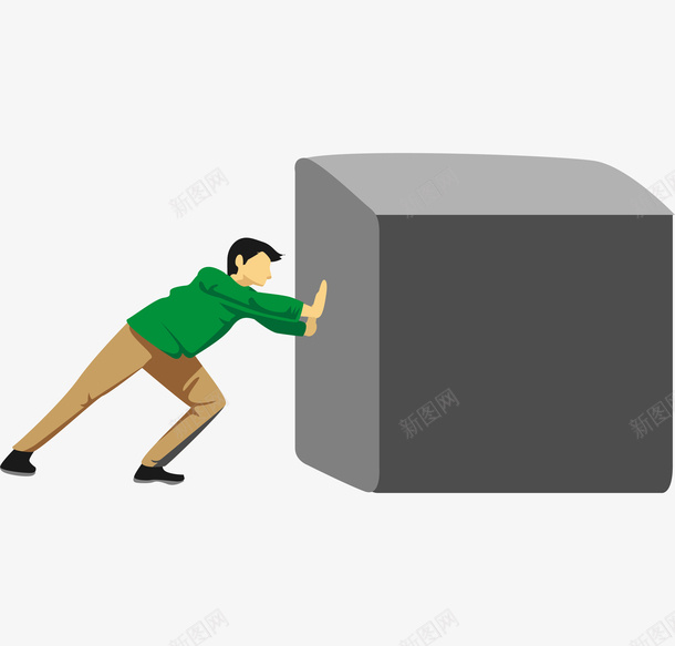 卡通版推石头的男子png免抠素材_新图网 https://ixintu.com 卡通人物 卡通手绘 堆石块 大力士 男子 石头 装饰图