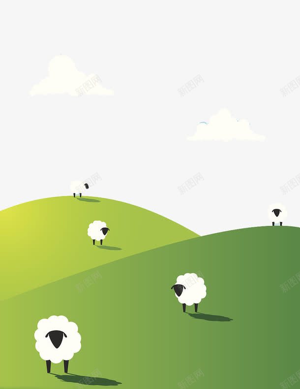 青青山坡景色图png免抠素材_新图网 https://ixintu.com 云 云朵 卡通图案 卡通山云 山 山云 山坡 山峰 山顶 扁平化小山 扁平小山 旅游 绿色小山坡 羊 郊外 高山