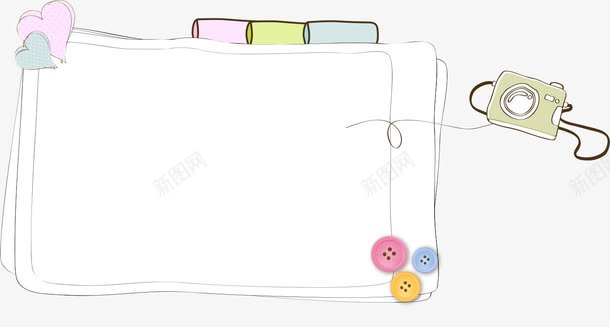 相机边框矢量图ai免抠素材_新图网 https://ixintu.com AI 便签 卡通 可爱 心形 手绘 相机 纽扣 线条 矢量图