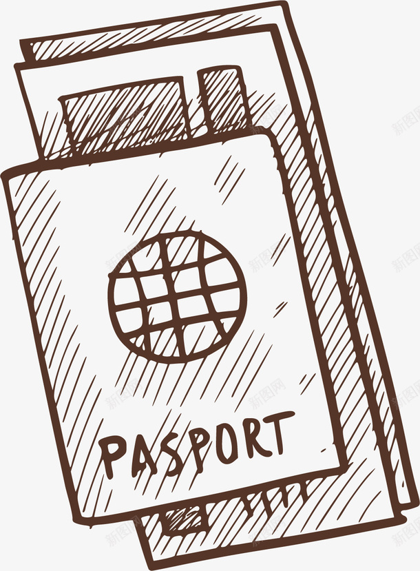 手绘风旅游机票护照矢量图ai免抠素材_新图网 https://ixintu.com 护照 旅游季 旅游护照 机票 矢量png 飞机票 矢量图