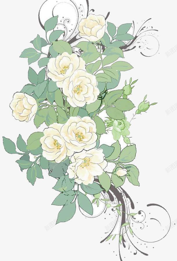 白玫瑰花丛背景png免抠素材_新图网 https://ixintu.com 卡通 白玫瑰 白玫瑰花瓣 素材背景 花丛