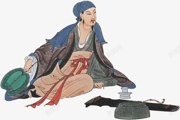 古代人物png免抠素材_新图网 https://ixintu.com 中国风 人物 古人弹琴 古代 古典 古琴 国画