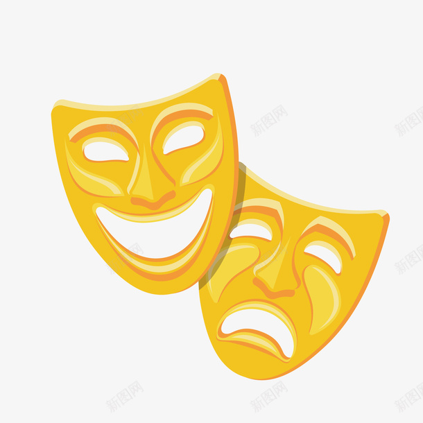 金色光泽喜剧面具元素矢量图ai免抠素材_新图网 https://ixintu.com 光泽 反光 喜剧 圆弧 微笑 心情 眼睛 立体 金色 矢量图