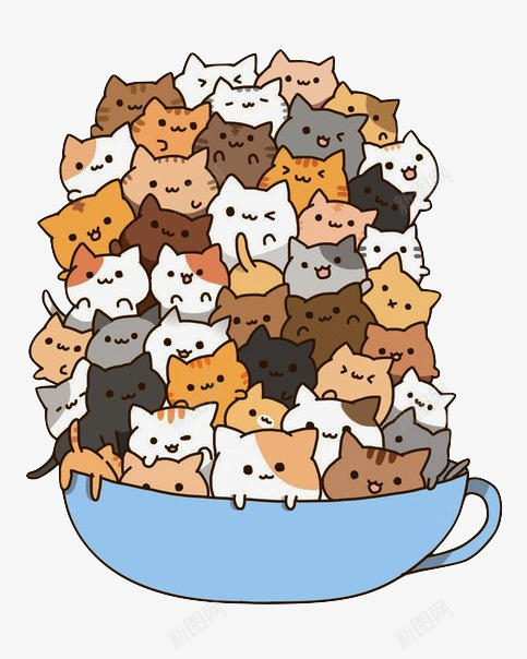 一杯咖啡猫png免抠素材_新图网 https://ixintu.com 卡通猫 日本猫 许多猫