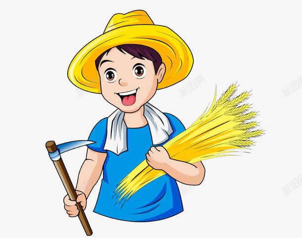 拿着小麦的锄头的农村人png免抠素材_新图网 https://ixintu.com 农村 农村人 农民 劳动 卡通 小麦 手绘 辛勤 辛苦