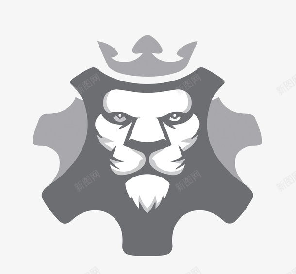 齿轮狮子LOGO图标png_新图网 https://ixintu.com 卡通 手绘 狮子 狮子PNG矢量图 狮子免扣PNG图 皇冠 矢量狮子 齿轮