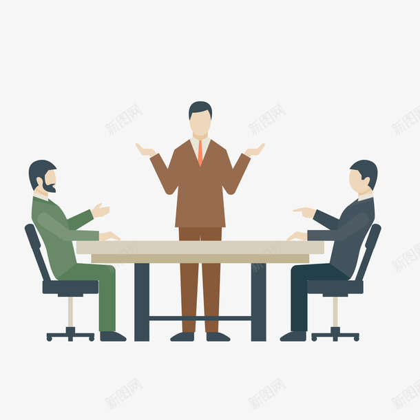 卡通商务人士的讨论矢量图ai免抠素材_新图网 https://ixintu.com 卡通 商务人士 商务会议 商务面谈 小组 小组讨论会 扁平化 矢量图