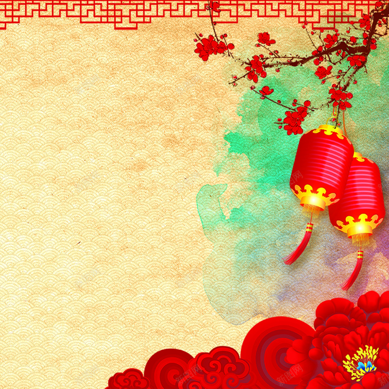 鸡年年会背景psd设计背景_新图网 https://ixintu.com 免费下载 喜庆 喜气 年会展板 年会海报 灯笼 背景墙 背景签名墙 节日展板