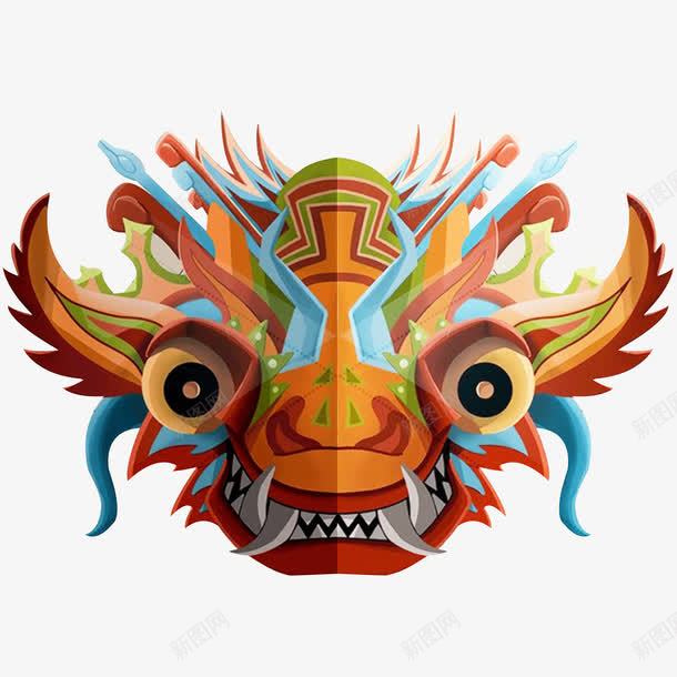 卡通图腾龙头png免抠素材_新图网 https://ixintu.com 中国风 卡通 吉祥 图腾 彩色 眼睛 龙头
