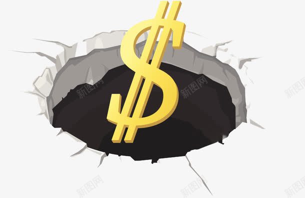 掉进漏洞里面的金钱png免抠素材_新图网 https://ixintu.com 掉进洞里面 法律意识 破产 自我保护 财产流失 黄色