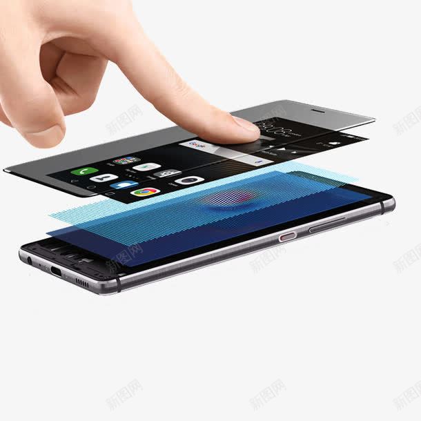 华为p9手机png免抠素材_新图网 https://ixintu.com 华为p9 华为p9手机 手机 手点屏幕 数码产品 深灰色 电子 颜色