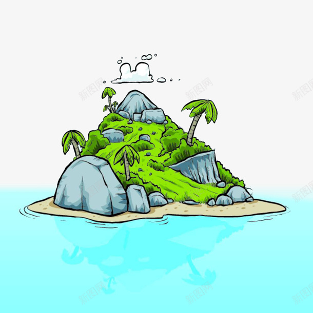 手绘海岛礁石png免抠素材_新图网 https://ixintu.com 卡通礁石 手绘 树木 海岛 海岛小船 海洋 海面 珊瑚礁 石头 礁石