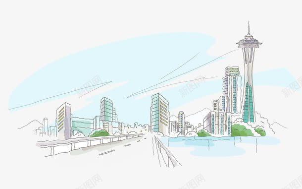 世界各地建筑风景手绘png免抠素材_新图网 https://ixintu.com 手绘森系小清新插画 文艺小清新手绘插画 日本治愈系插画