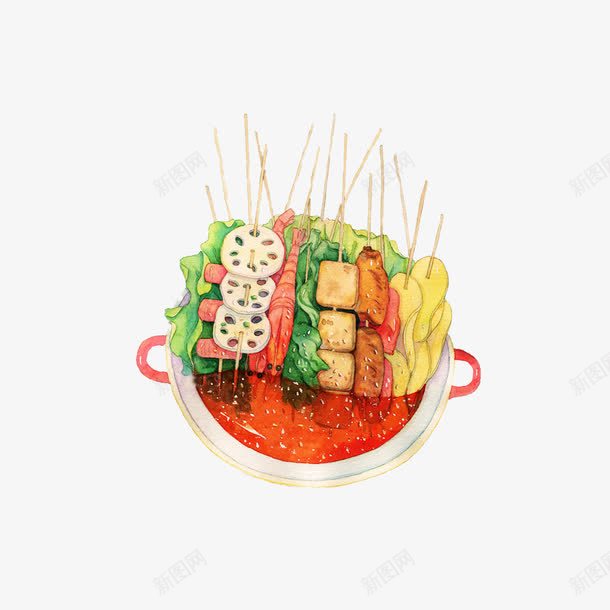 手绘麻辣烫png免抠素材_新图网 https://ixintu.com 蔬菜 辣椒 食物