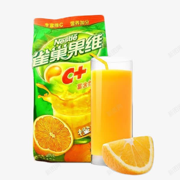 雀巢橙C味果珍粉冲饮png免抠素材_新图网 https://ixintu.com 产品实物 固体饮料 甜橙味 粉冲剂