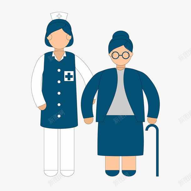 医院的护士扶着老人家矢量图ai免抠素材_新图网 https://ixintu.com 人物设计 医疗 医院 扁平化 护士 矢量图 老奶奶 老婆婆卡通