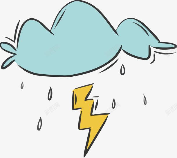 手绘打雷下雨png免抠素材_新图网 https://ixintu.com 下雨 云朵 手绘风 打雷 打雷下雨 矢量png 闪电