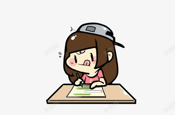 做作业的女孩png免抠素材_新图网 https://ixintu.com 作业本 卡通 小女孩 漂亮的 简笔 铅笔