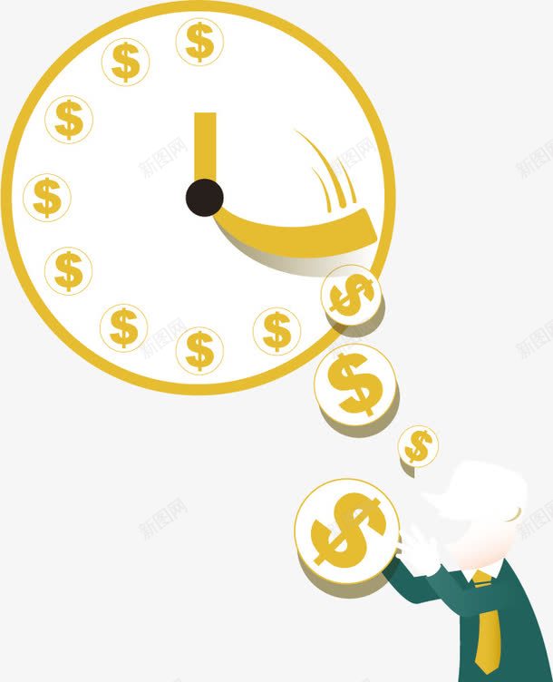 时钟金钱png免抠素材_新图网 https://ixintu.com ppt元素 商务金融 钟表 钱币符号