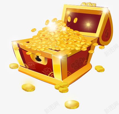 开启的装满金币的宝箱png免抠素材_新图网 https://ixintu.com 开启 装满 金币
