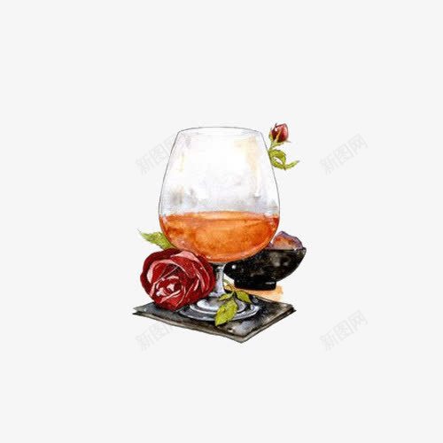 手绘冷饮png免抠素材_新图网 https://ixintu.com 卡通 格调 橘色 烟酒饮料 玫瑰 高脚杯 高雅 鸡尾酒