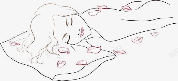 手绘线稿花瓣按摩的女人png免抠素材_新图网 https://ixintu.com 休息 减压 女人 按摩 放松 疗法 给妈妈按摩 背部按摩 花瓣