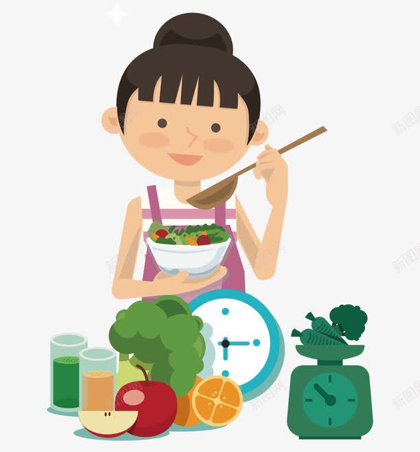 吃饭的卡通女孩png免抠素材_新图网 https://ixintu.com 公益 卡通女孩 吃饭 吃饭的女孩 女孩 手捧碗 粮食 节约 食物