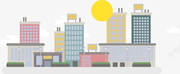 卡通房屋街道png免抠素材_新图网 https://ixintu.com 卡通 卡通建筑 卡通房子 城市建筑 居民区剪影 建筑 房子 房屋 扁平化街道 街道