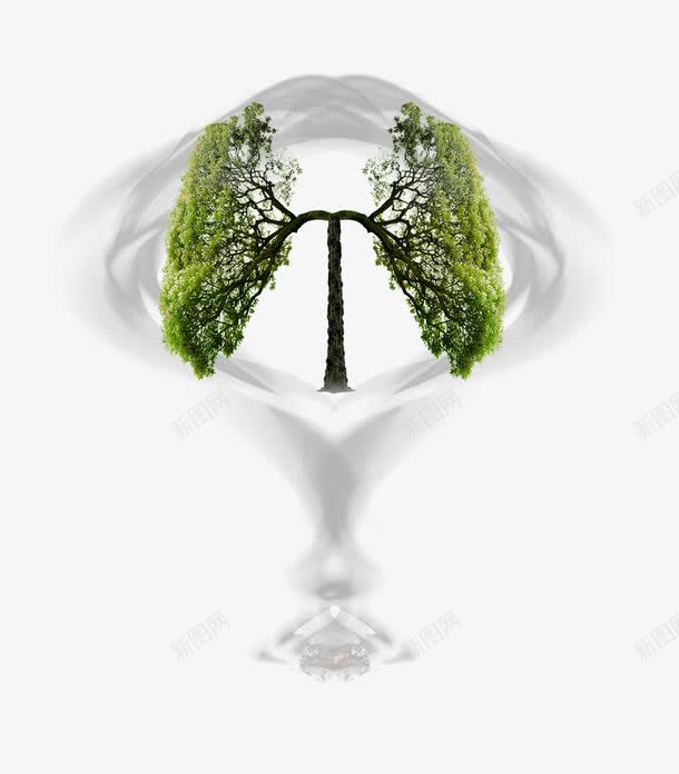 肺部与绿植png免抠素材_新图网 https://ixintu.com 卡通 手绘 植树节 绿树肺形 肺部创意