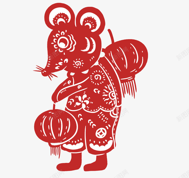 新年老鼠窗花13png免抠素材_新图网 https://ixintu.com 剪纸 新年 新年团 窗花 素材 老鼠剪纸