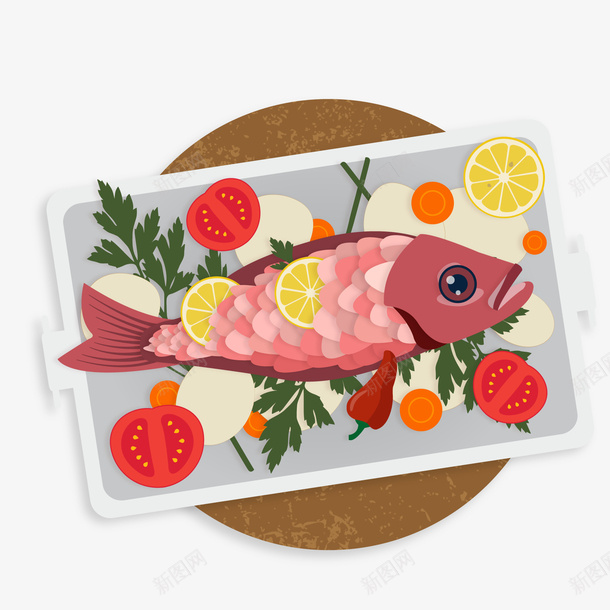美味鱼料理矢量图ai免抠素材_新图网 https://ixintu.com 卡通 天猫吃货节 烤鱼 美味 食物 鱼类 矢量图