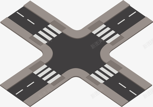 卡通十字路口矢量图ai免抠素材_新图网 https://ixintu.com PNG图 PNG图下载 创意卡通 十字路口 卡通 卡通插图 插图 道路 矢量图