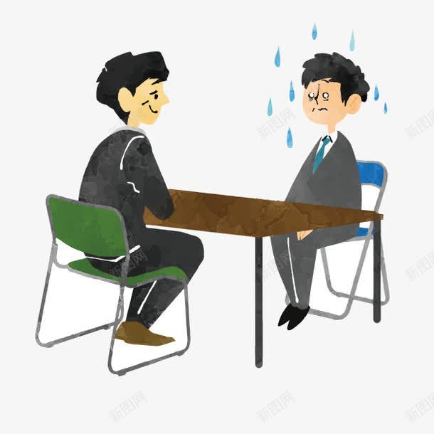 卡通面试小人png免抠素材_新图网 https://ixintu.com 卡通小人 房间 手绘男生 考官 面试 面试小人 面试紧张 面试考官