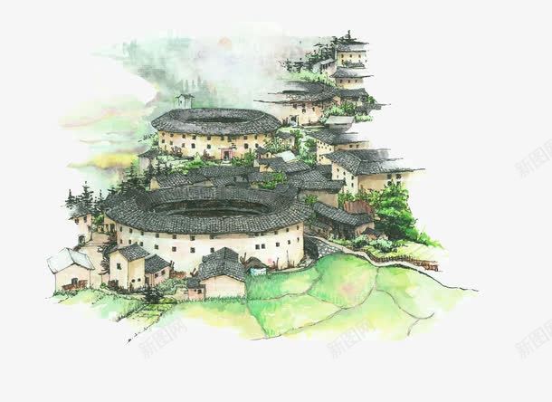 福建土楼png免抠素材_新图网 https://ixintu.com 中国 土楼 建筑 特色