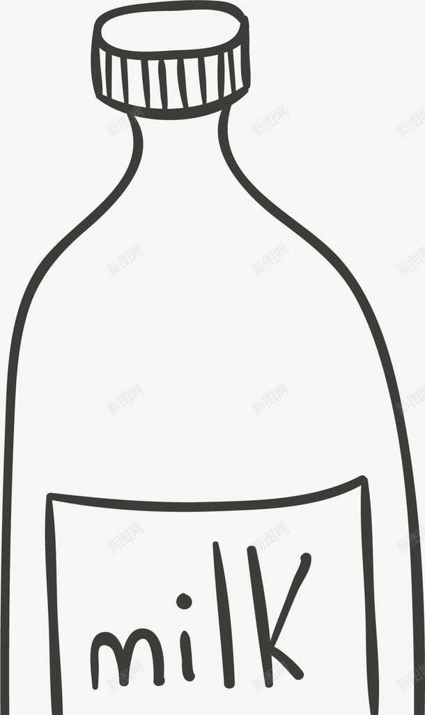 手绘黑色瓶子图标png_新图网 https://ixintu.com milk 免抠PNG 手绘 牛奶 瓶子 盖子 黑色