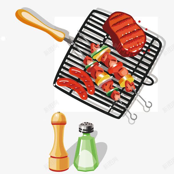 烤肉架盐和胡椒矢量图ai免抠素材_新图网 https://ixintu.com 烤肉 烤肉架 烧烤 盐 盐巴 矢量图 肠子 胡椒