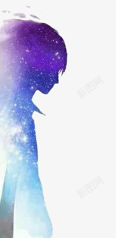 彩绘人png免抠素材_新图网 https://ixintu.com 低头 女孩 彩绘人 星光 眩光 蓝色
