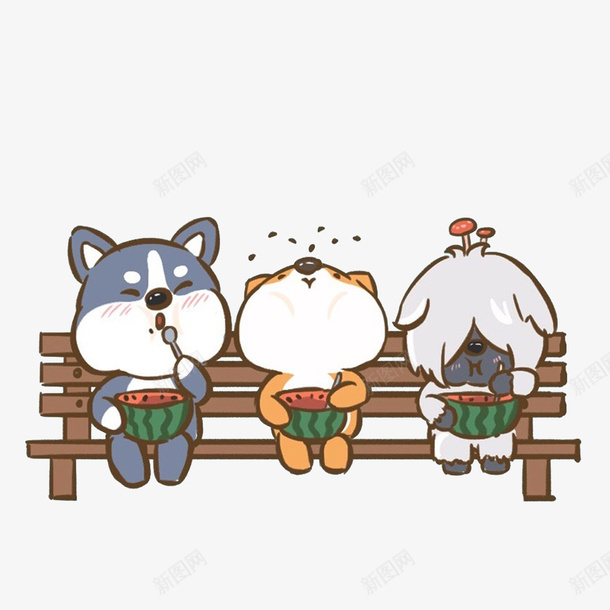 吃瓜小动物png免抠素材_新图网 https://ixintu.com 低头卡通 低头吃西瓜 吃瓜群众 吐西瓜子