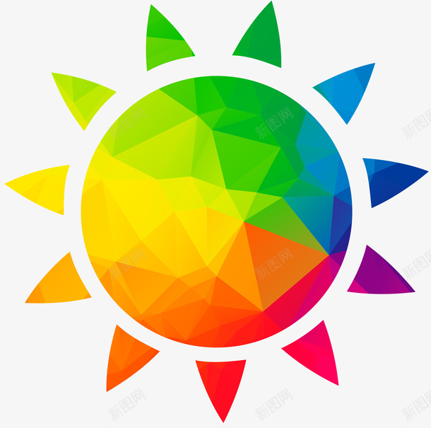 彩虹色太阳晶体png免抠素材_新图网 https://ixintu.com 卡通风格 太阳晶体 彩虹色 晶体作品 晶体风格