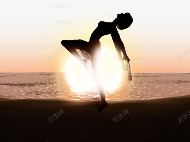 早晨的太阳png免抠素材_新图网 https://ixintu.com 人影 太阳 海边 黑底