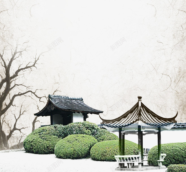 中国风格psd免抠素材_新图网 https://ixintu.com 中国风 庄重 水墨画 深沉