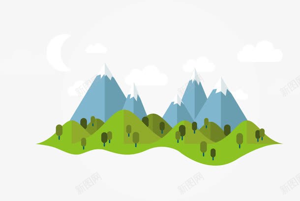 卡通群山png免抠素材_新图网 https://ixintu.com 卡通悬浮山体 卡通高山 山体 山峰 景观 森林 群山 高山