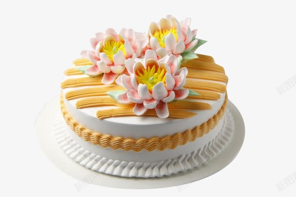 创意莲花png免抠素材_新图网 https://ixintu.com 奶油蛋糕 时尚雕花 生日礼物 白色