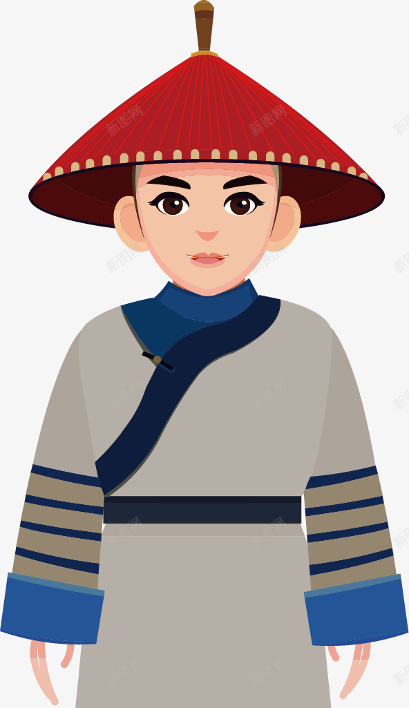 古代的官员矢量图ai免抠素材_新图网 https://ixintu.com 卡通 大眼睛 官帽 男性 蓝色领口 矢量图